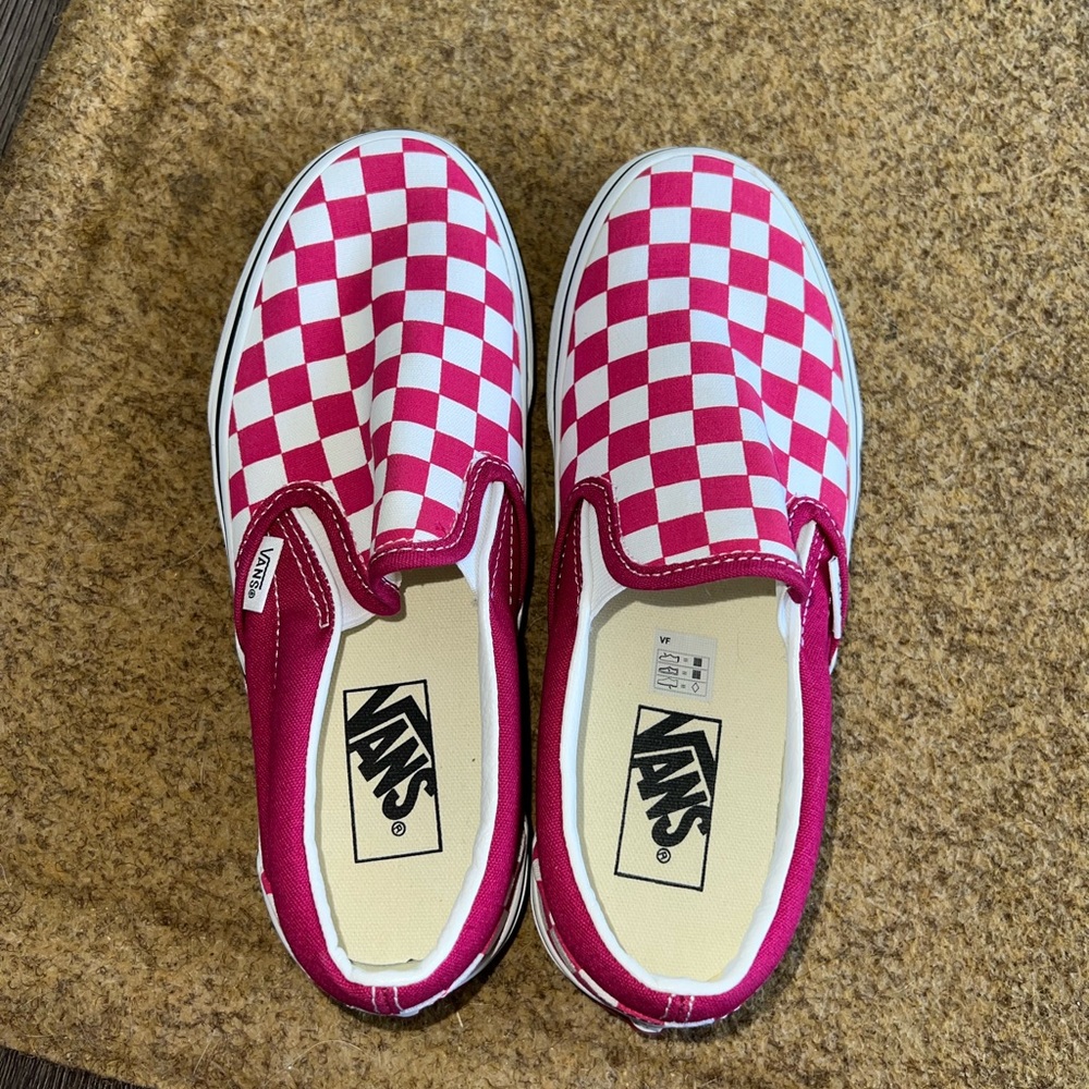 Vans Pink and White Checkered Slip-On Sneakers - Picture 6 of 7